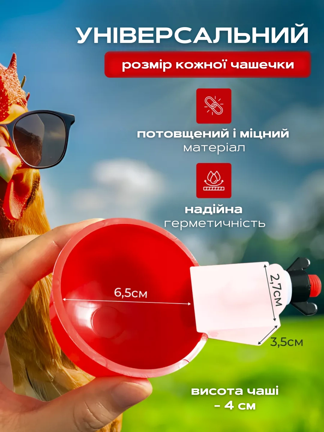 Чашечна поїлка для птахів