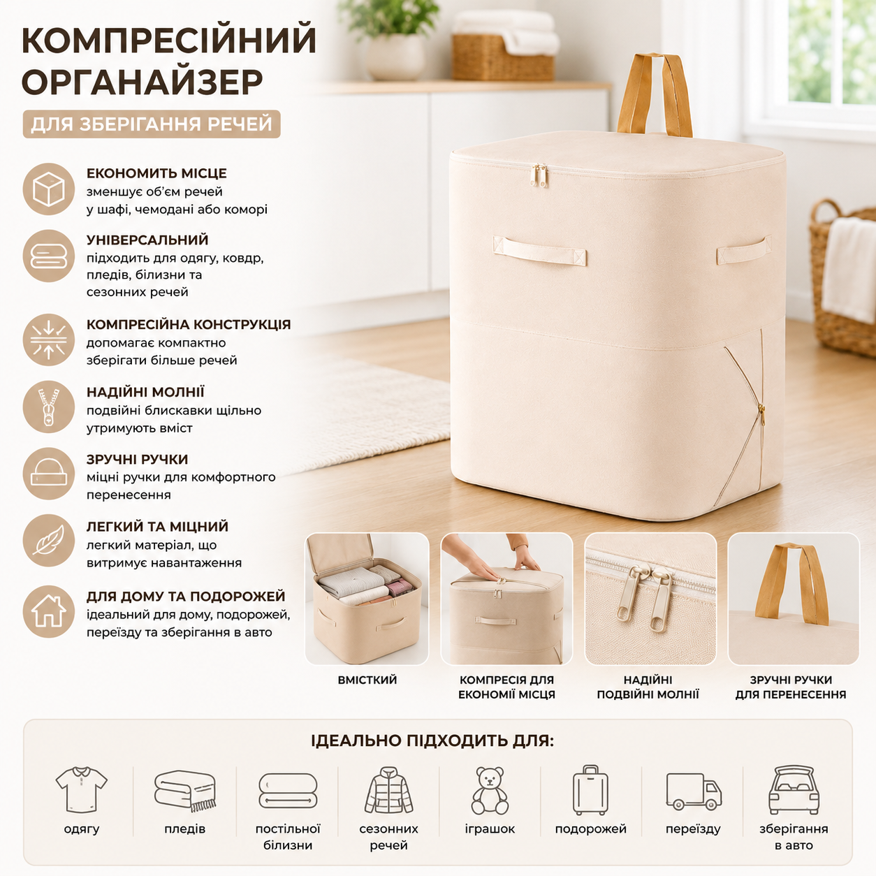 Компрессионный органайзер для хранения вещей купить Украина