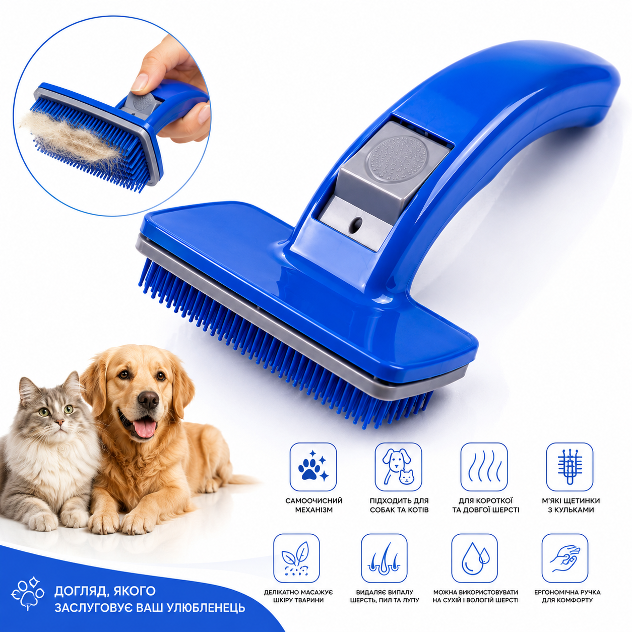 Самоочищающаяся щетка PetZoom для собак и кошек