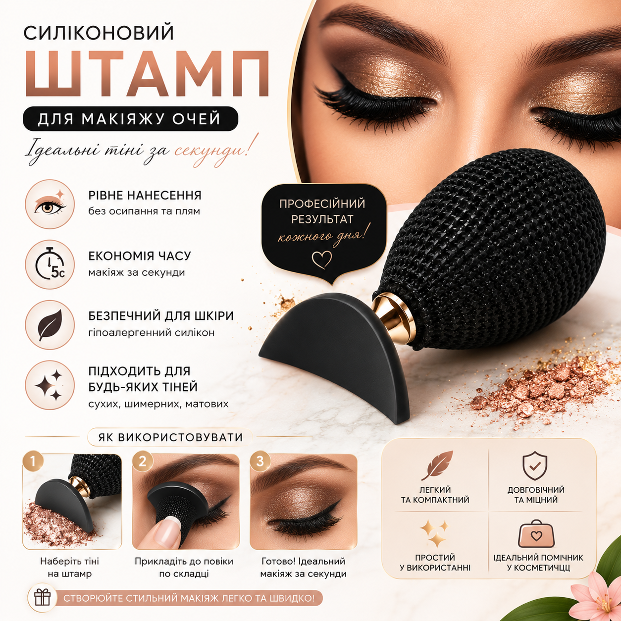 Силиконовый штамп для нанесения теней Crease Stamp