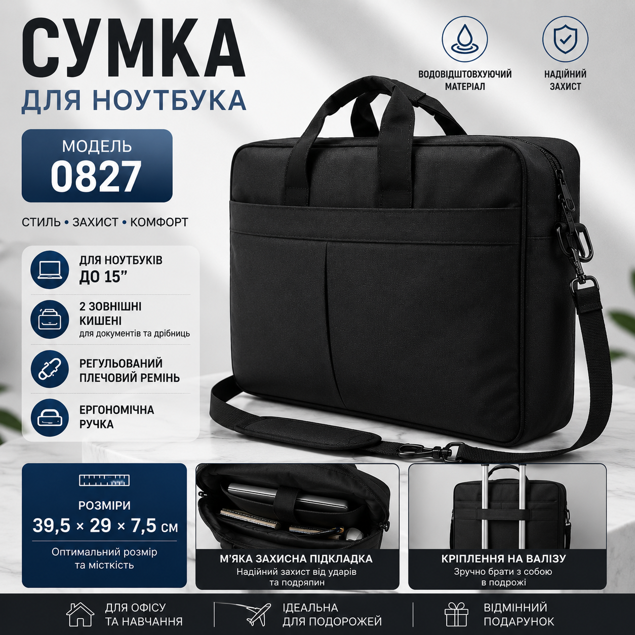 Сумка для ноутбука 0827 до 15 дюймів