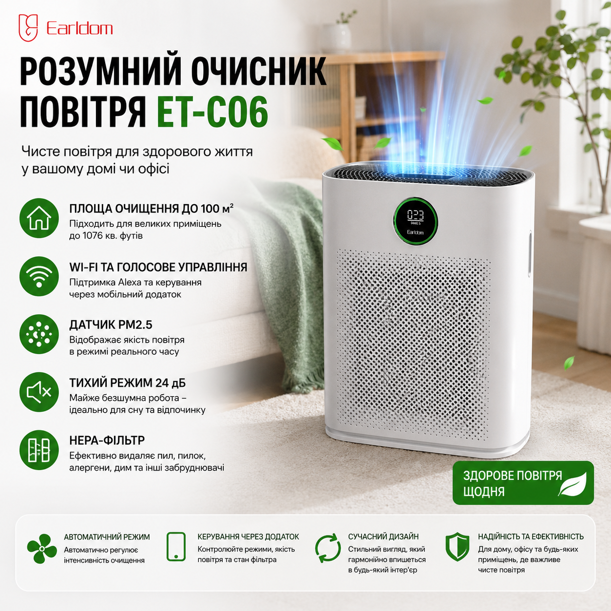 Очиститель воздуха Earldom ET-C06 купить Украина