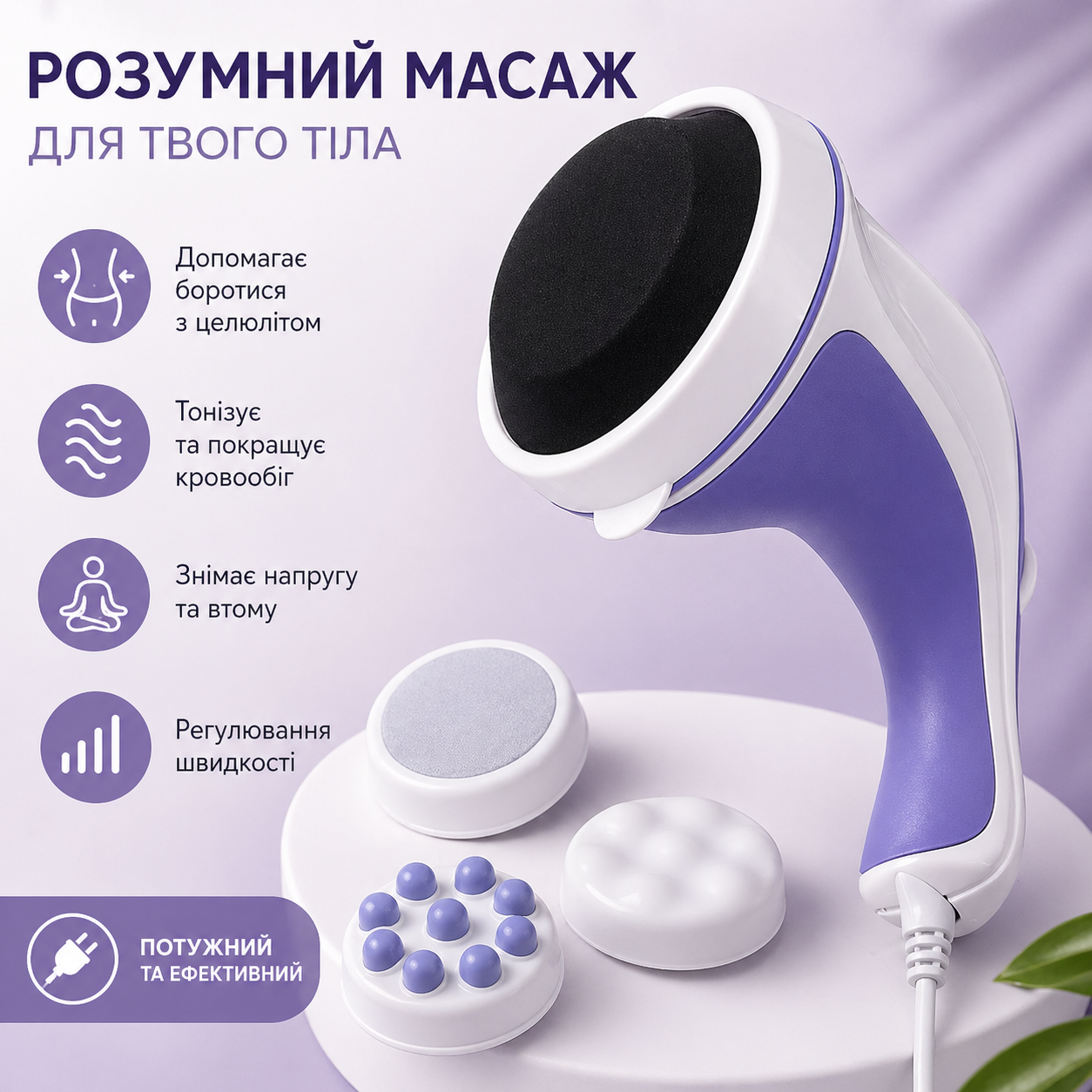 Антицеллюлитный ручной массажер Body Manipol JS113 фиолетовый для тела