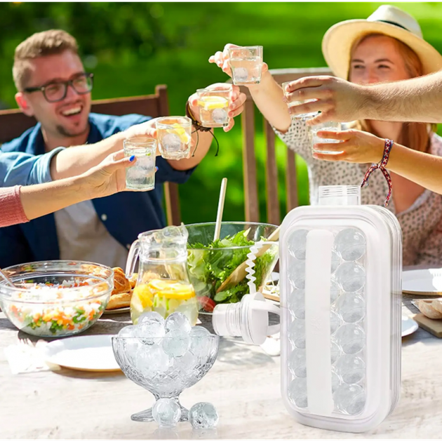 Силиконовая форма для льда Ice Cube Tray бутылка-льдогенератор на 17 шариков с герметичной крышкой