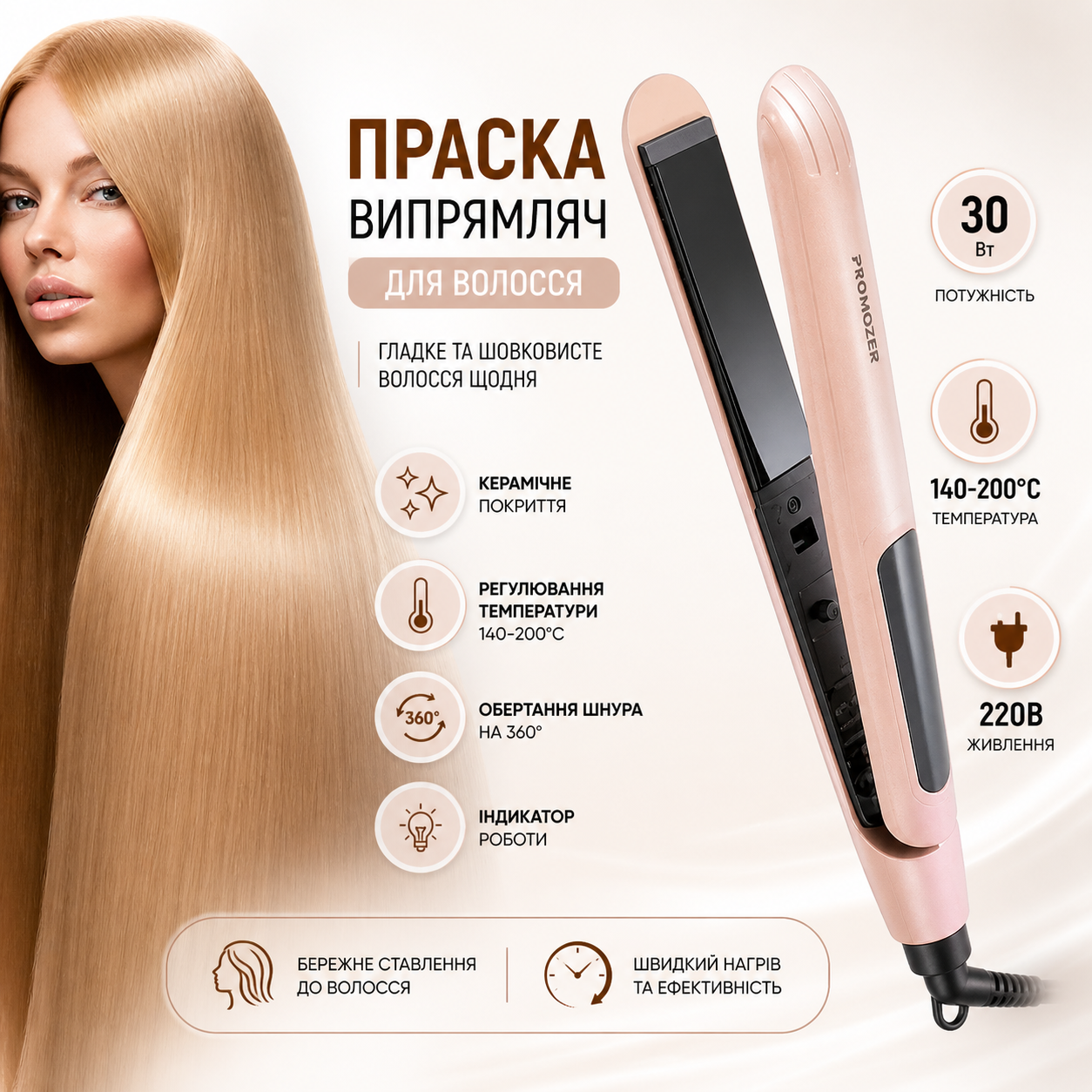Выпрямитель для волос с керамическими пластинами