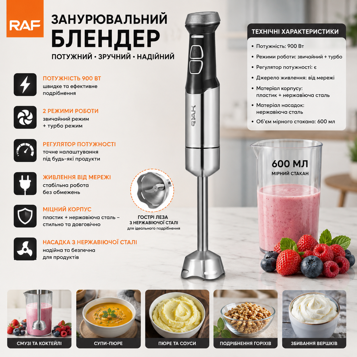 Погружной блендер 900 Вт купить Украина