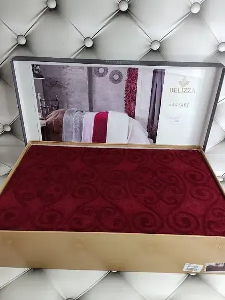 Велюровая простыня Hanzade бордовая Belizza 200×220
