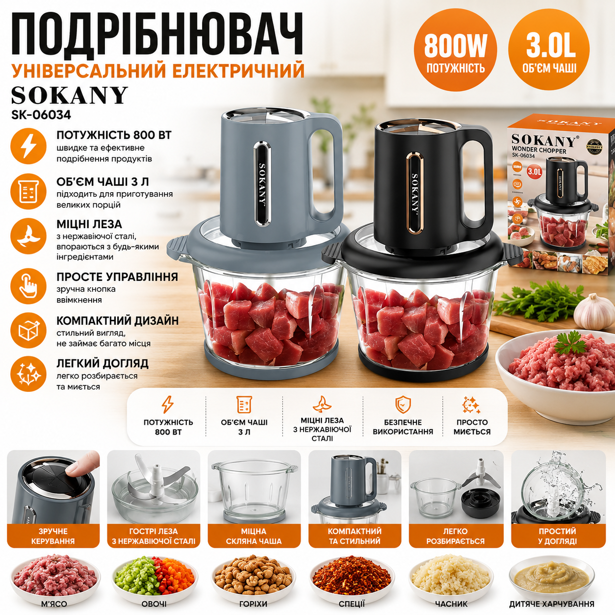 Электрический измельчитель Sokany Wonder Chopper SK-06034