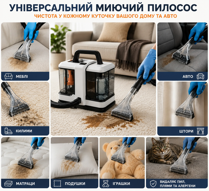 Моющий пылесос-экстрактор для химчистки мебели и ковров 4200 Вт
