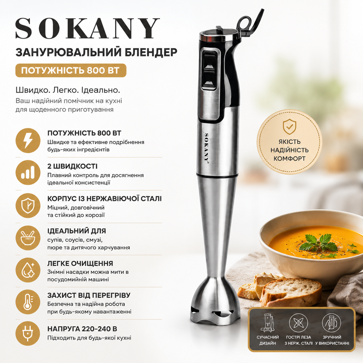 Заглибний блендер Sokany SK-1728 купити Україна