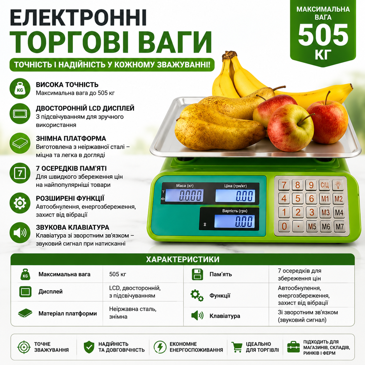 Торговельні електронні ваги Rainberg RB-303 до 505 кг