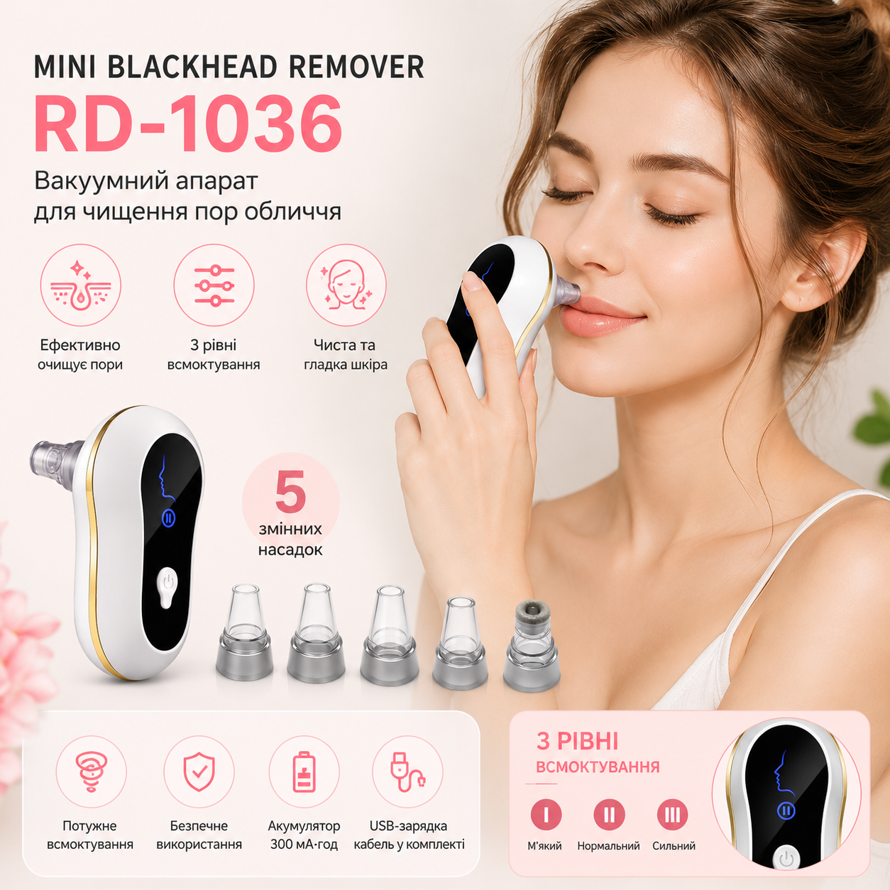 Вакуумный очиститель пор Mini Blackhead Remover RD-1036