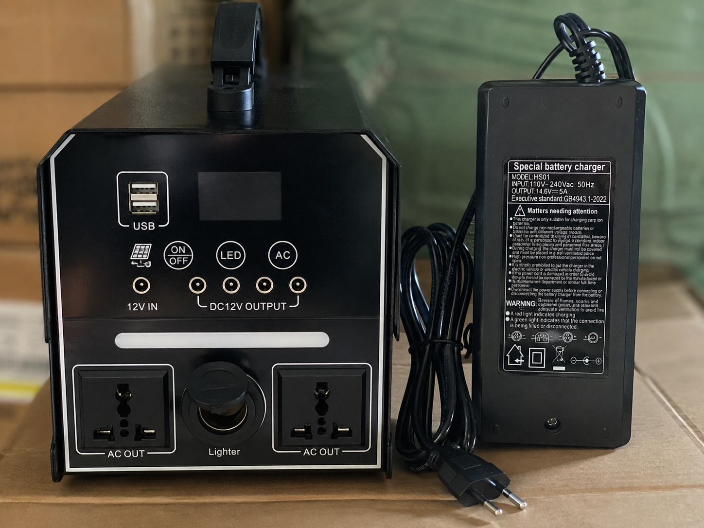 Портативная зарядная станция 600W 35Ah 220 В с USB DC 12 В автомобильной розеткой и зарядкой от солнечной панели