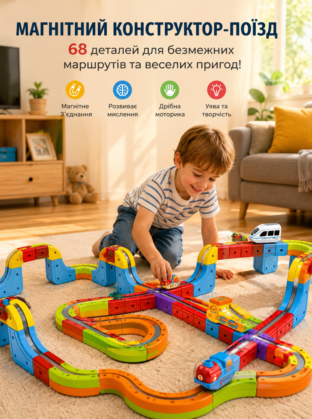Магнитный конструктор Magnetic DIY Rail Car купить Украина
