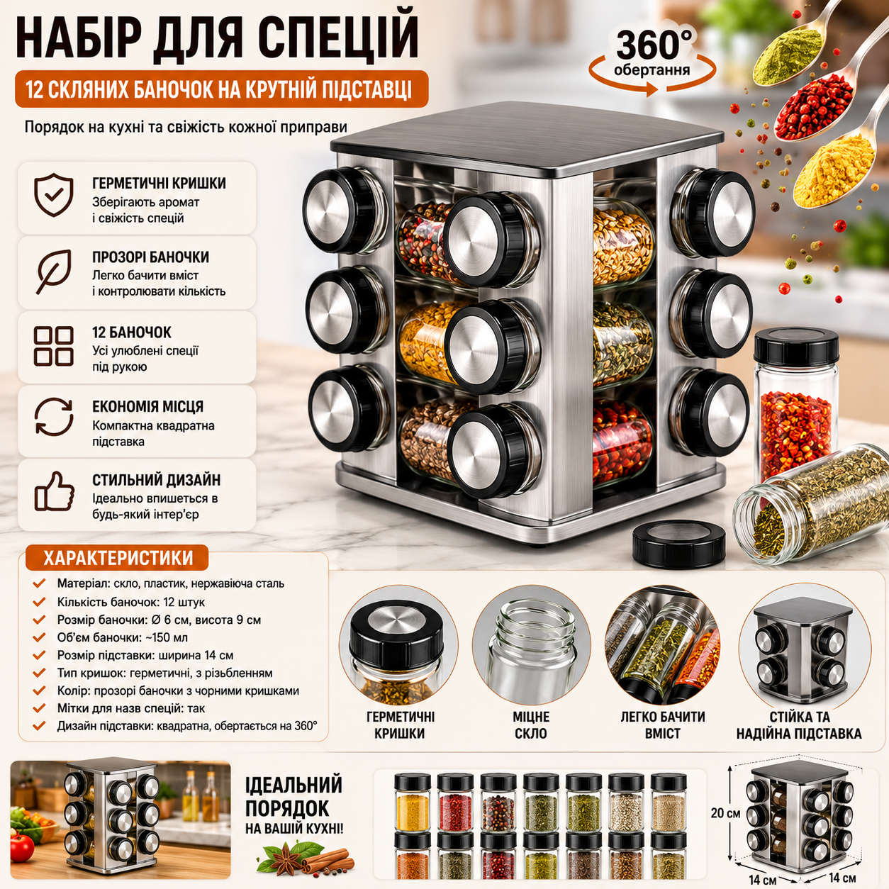 Набір для спецій UNIQUE UN-1302 купити Україна