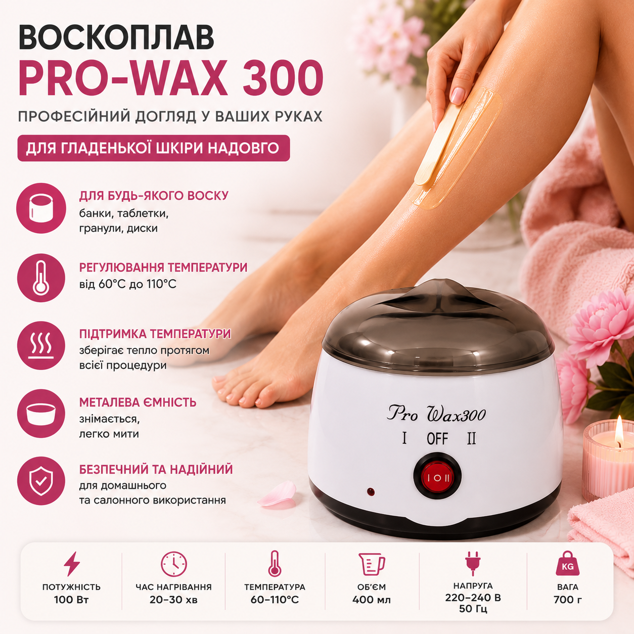 Воскоплав Pro-Wax 300 для гарячого воску та парафіну 100 Вт