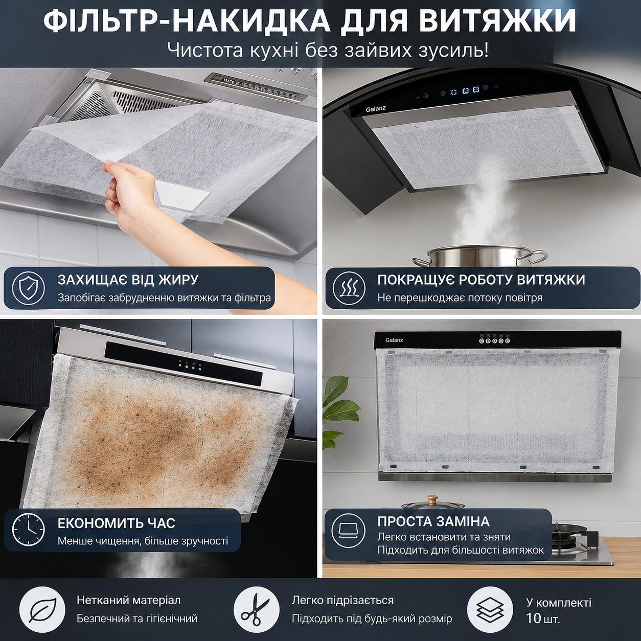 Жиропоглинальний фільтр для кухонної витяжки купити Україна