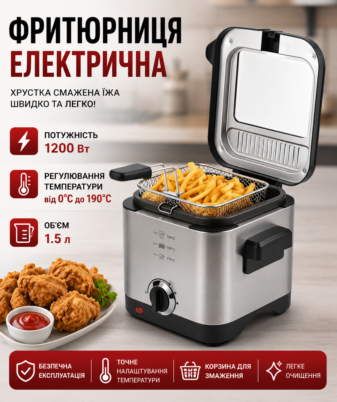 Фритюрниця Crownberg CB-5542 купити Україна