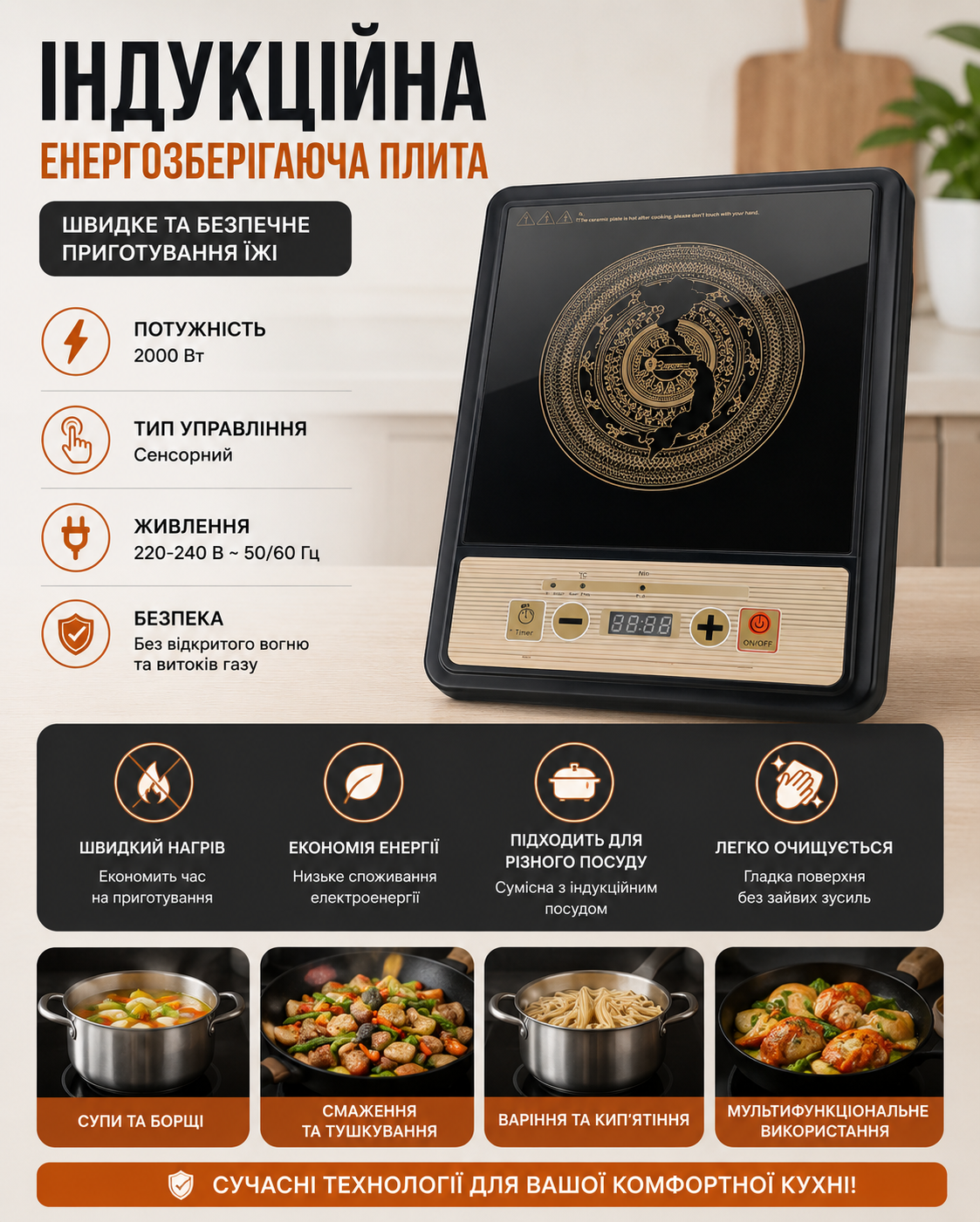 Індукційна плита Domotec MS-5833 купити Україна