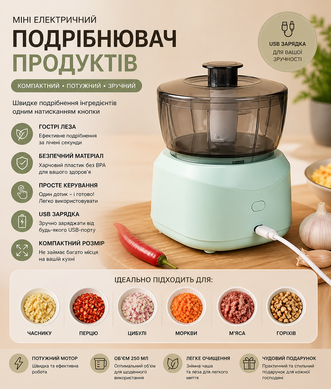 Портативный измельчитель блендер купить Украина