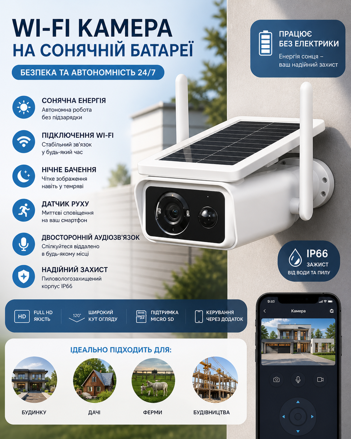 Камера видеонаблюдения на солнечной батарее купить Украина