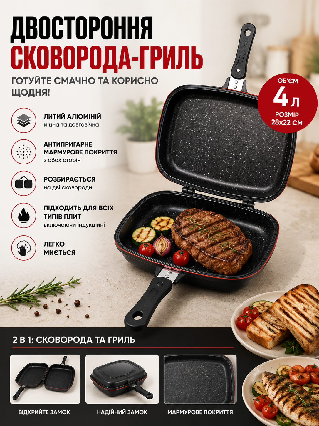 Сковорода-гриль Top Kitchen TK00097 купити Україна
