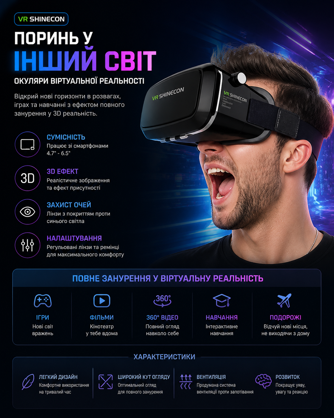 VR гарнитура Shinecon SC-G04E купить Украина