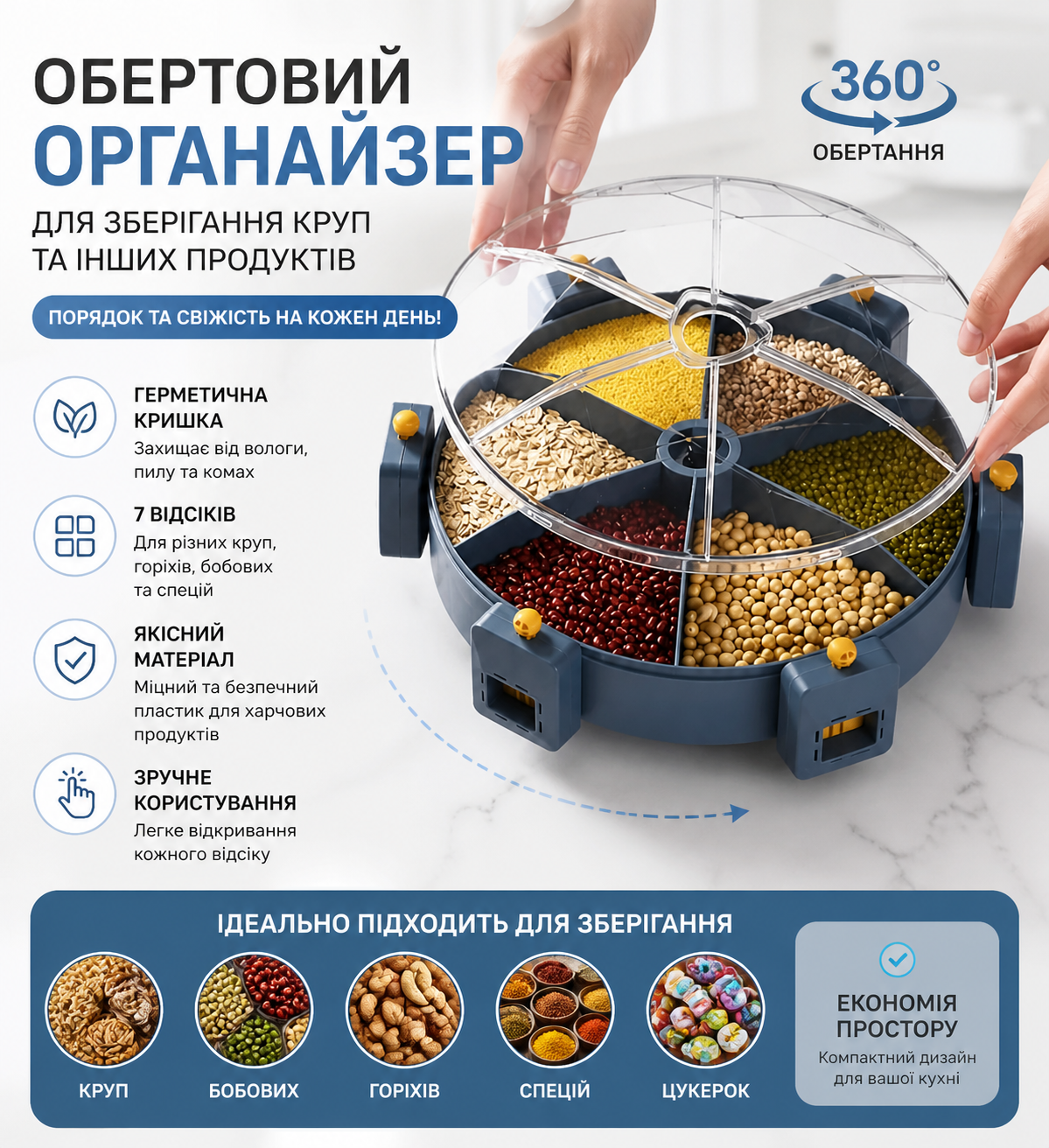 Органайзер для круп обертовий купити Україна
