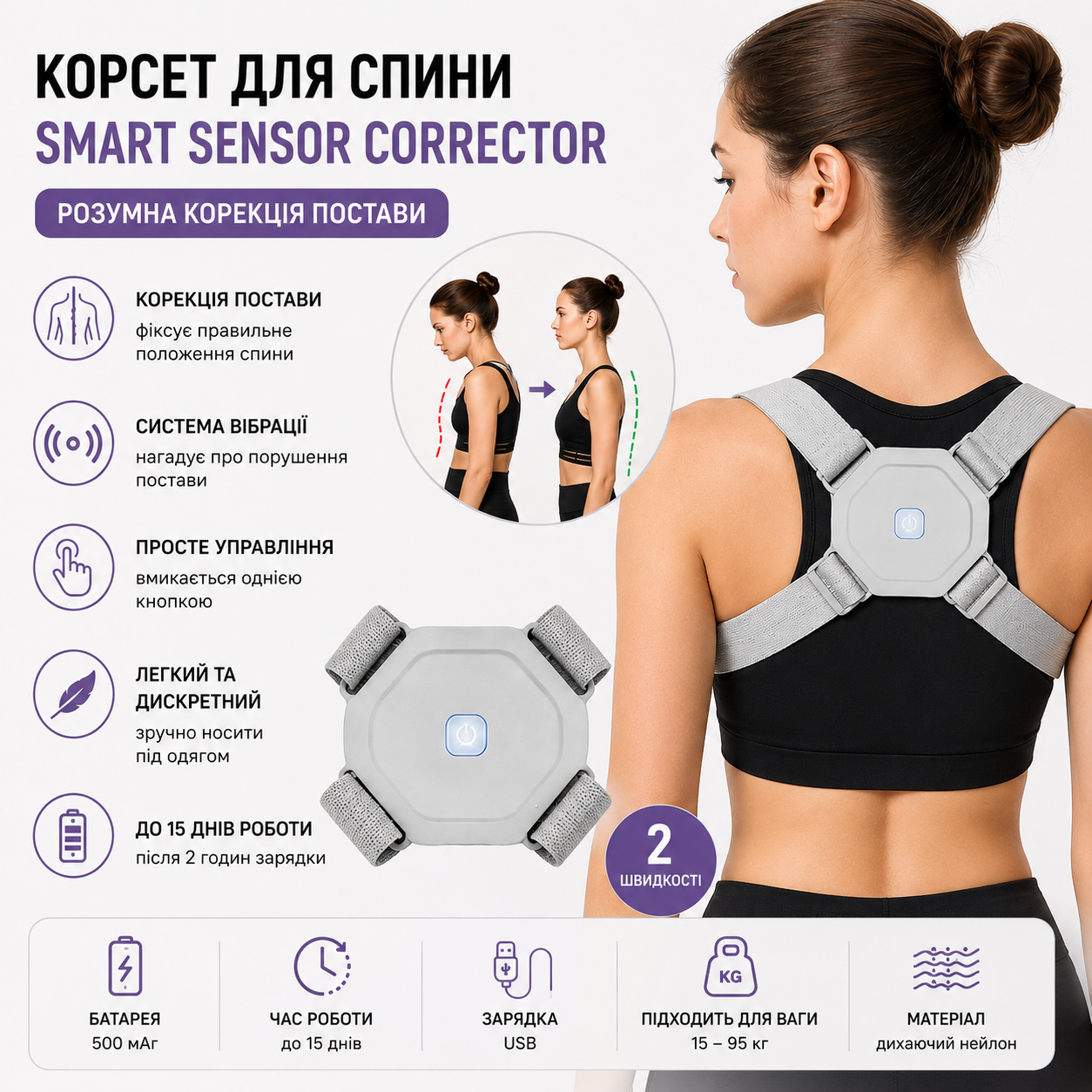 Умный корсет для спины Smart Sensor Corrector