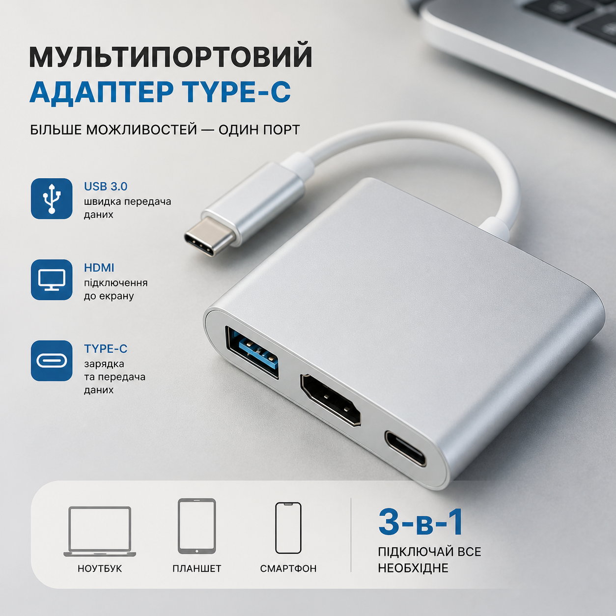 USB-C хаб Dynamode Multiport купити Україна