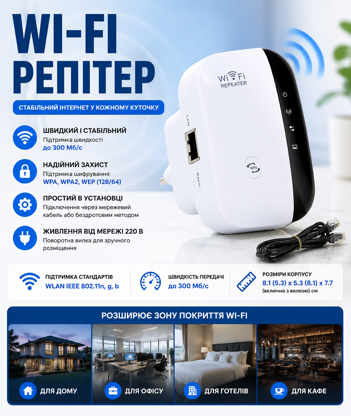 Wi-Fi репітер підсилювач сигналу купити Україна