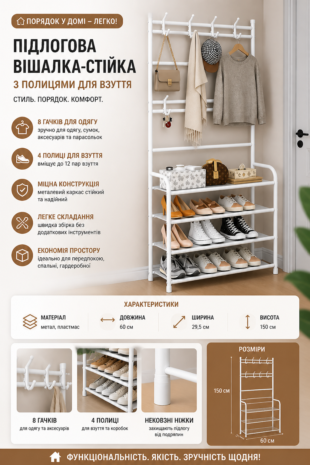 Вішалка для одягу підлогова купити Україна