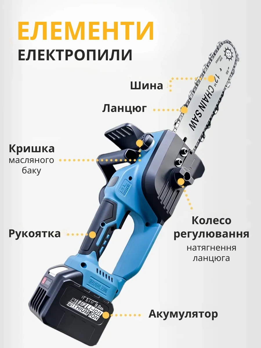 Акумуляторна ланцюгова пила Domotec 12 дюймів