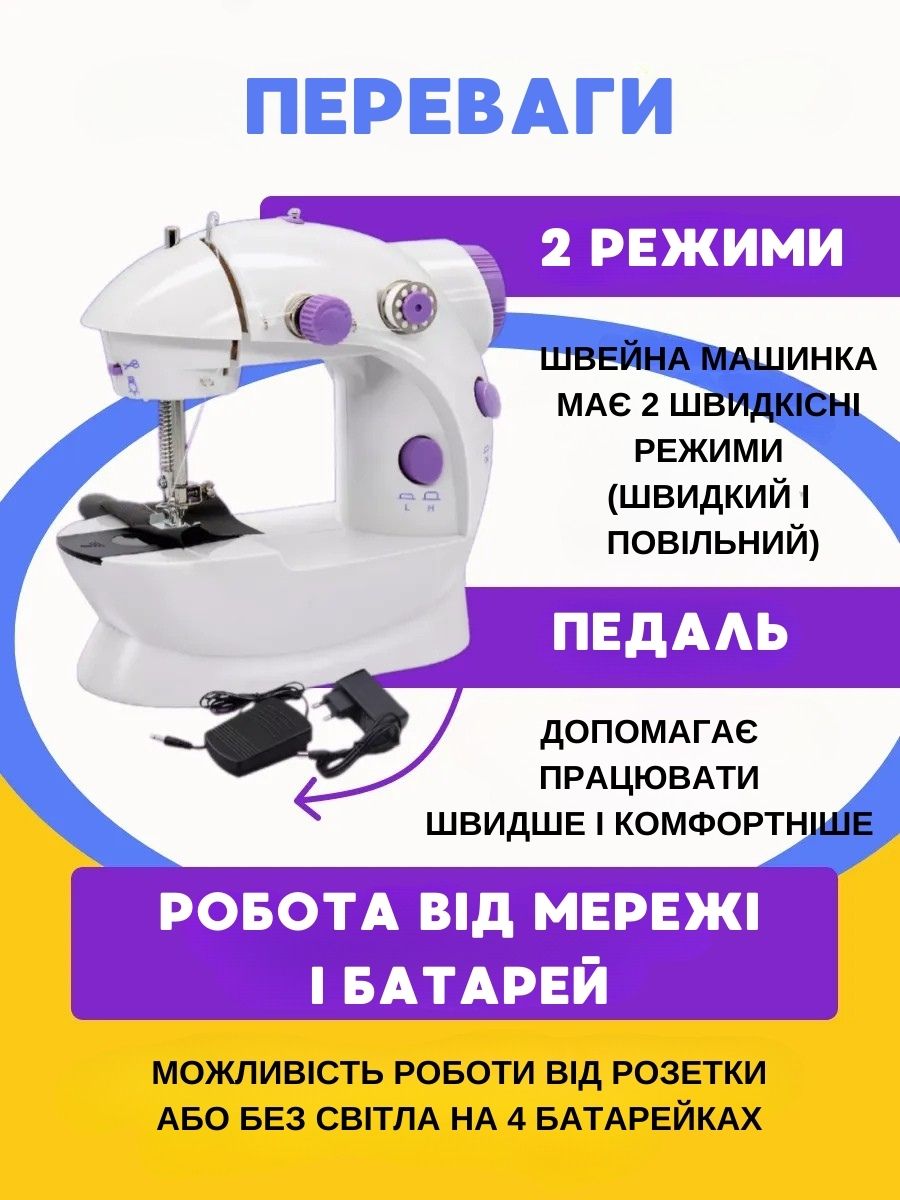 Міні швейна машинка 4 в 1 з педаллю