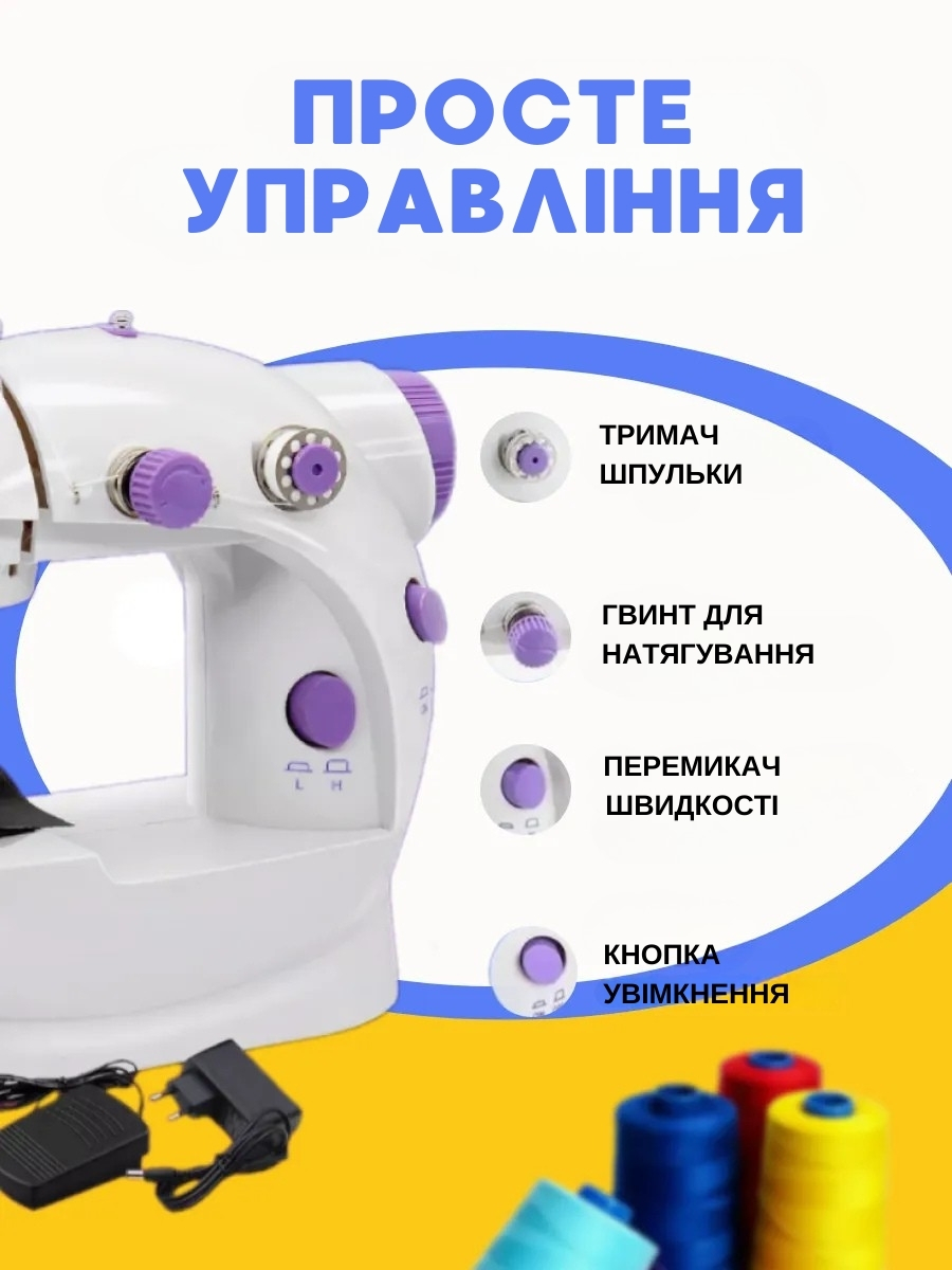 Міні швейна машинка 4 в 1 з педаллю