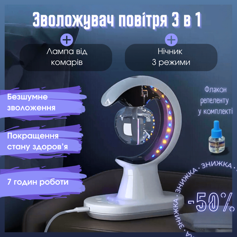 Зволожувач повітря 3в1 Антимоскітна лампа