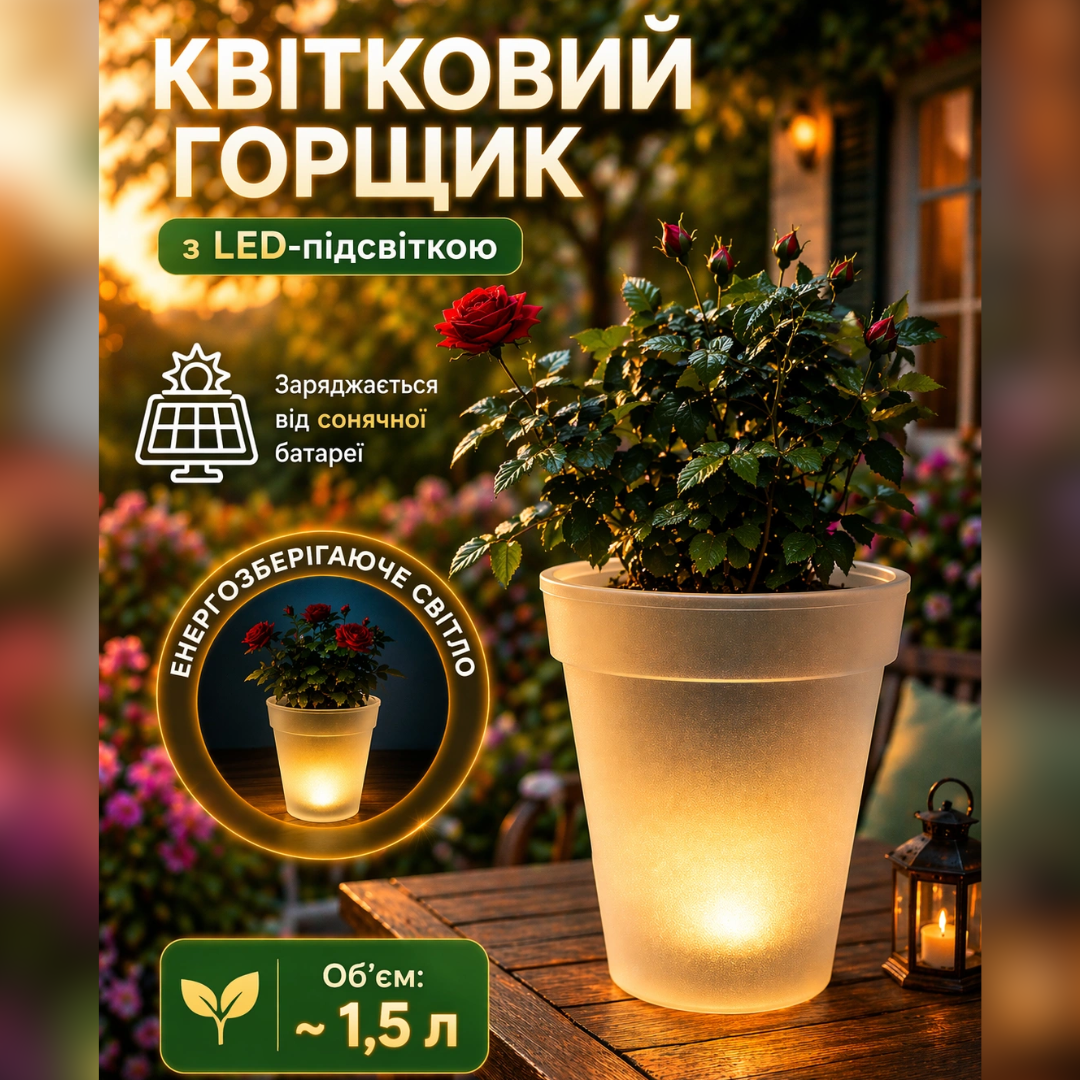 Садовий вазон з LED підсвіткою