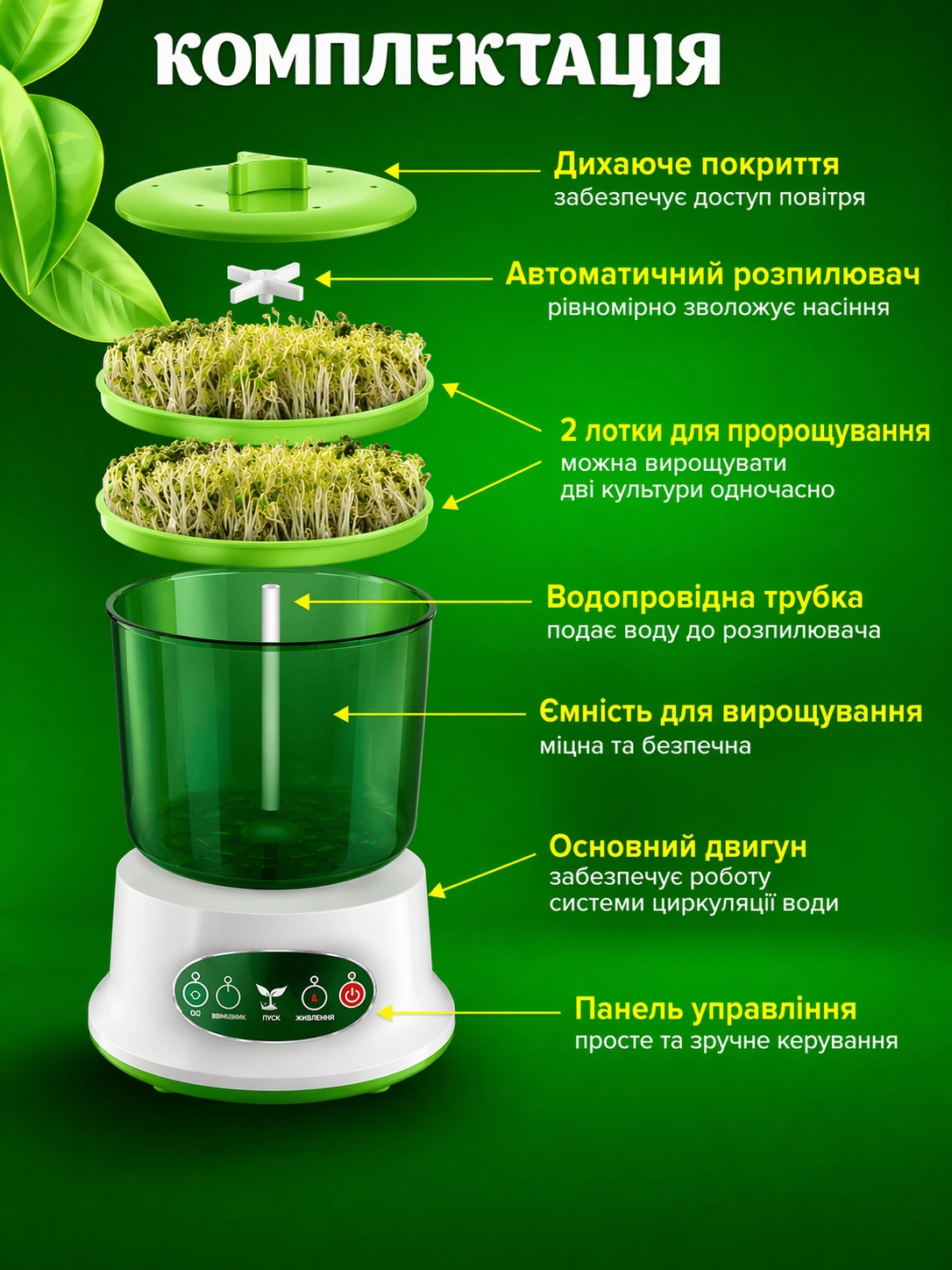 Комплектація пророщувача