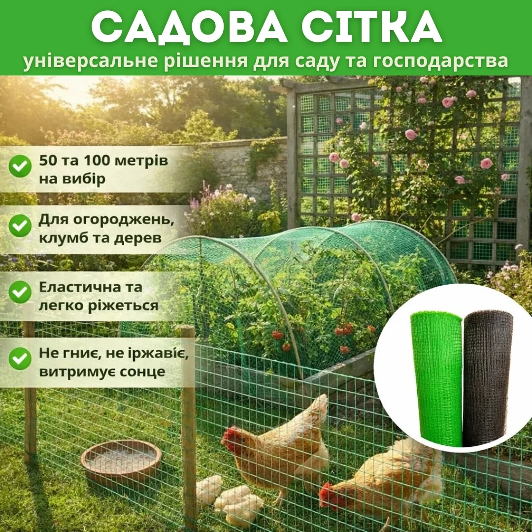 Садова захисна сітка для саду та городу 50м 100м