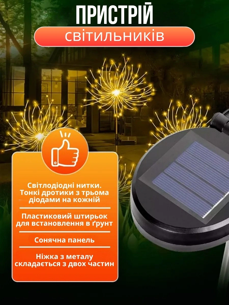 Садовий світильник на сонячній батареї