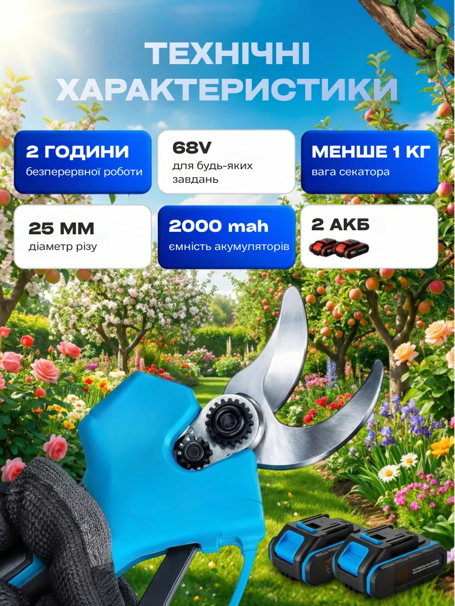 Акумуляторний секатор Domotec 68V